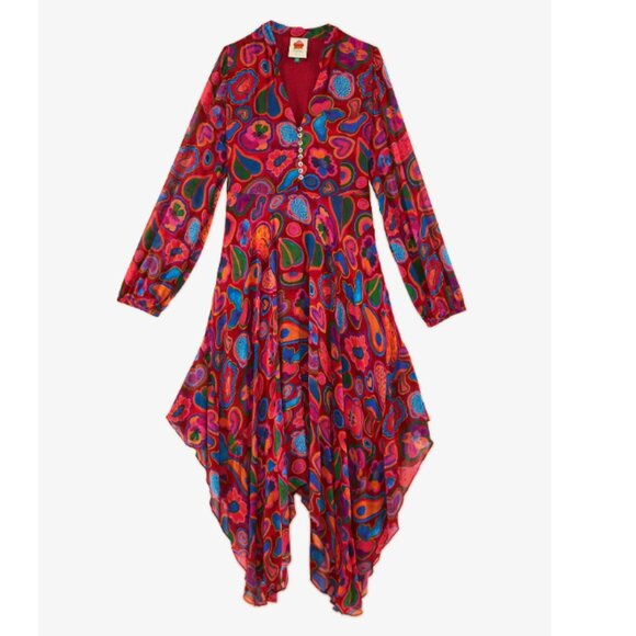 Farm Rio Red Lisa Sheer Midi Dress - Picture 2 of 14